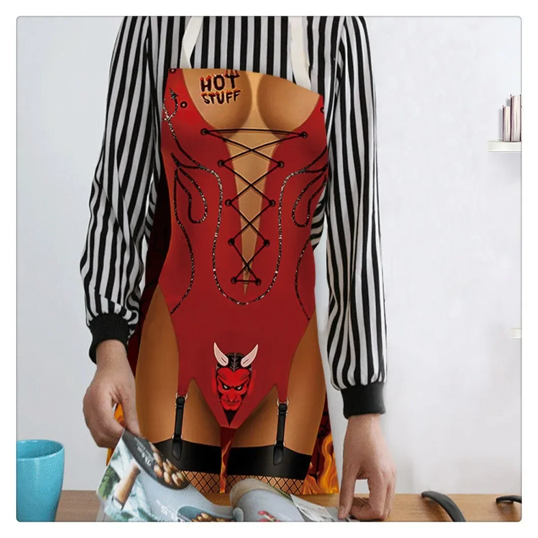 1 Pcs Sexy Female Superhero Printed Cotton Linen Apron Captain Waistline Adult kids Sleeveless Halter Apron Capitaine Amerique