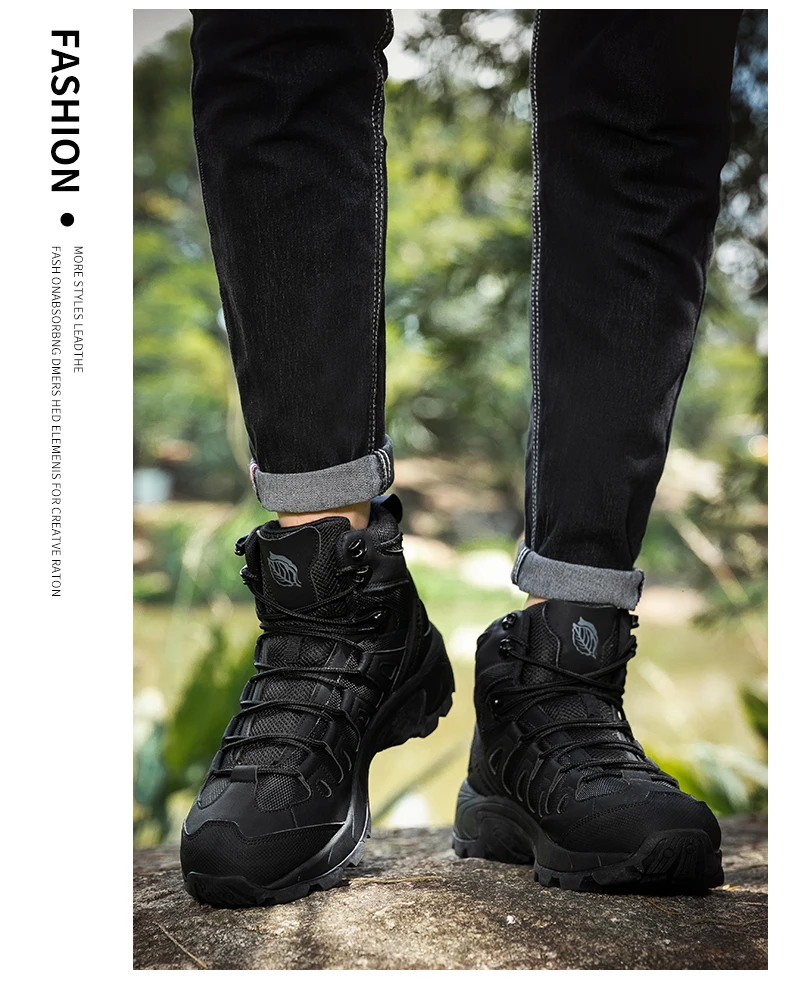 Taktische Herrenstiefel, wasserdichte Outdoor-Arbeits- und Jagdstiefel, ultraleichte, schnelltrocknende, rutschfeste Camping- und Armee-Stiefel mit Schnürung. – Detail 18