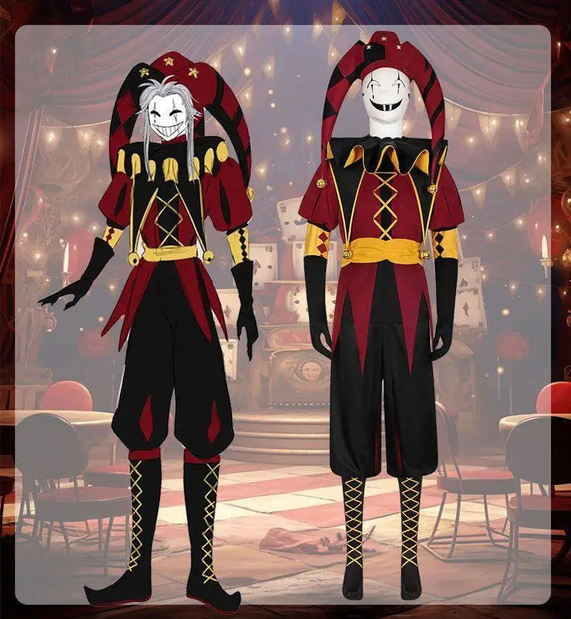 Freak Show Circus Pierrot Costume Cosplay Set completo Personaggio clown Gioco di ruolo Outfit Gioco Otome Style Set di prestazioni unisex