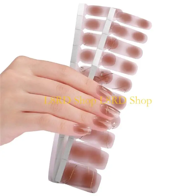 L8RD 그라디언트 풀 네일 스티커 풀 랩 네일 아트 스티커 DIY 네일 아트 장식을위한 자체 접착 네일 아트 데칼 스트립