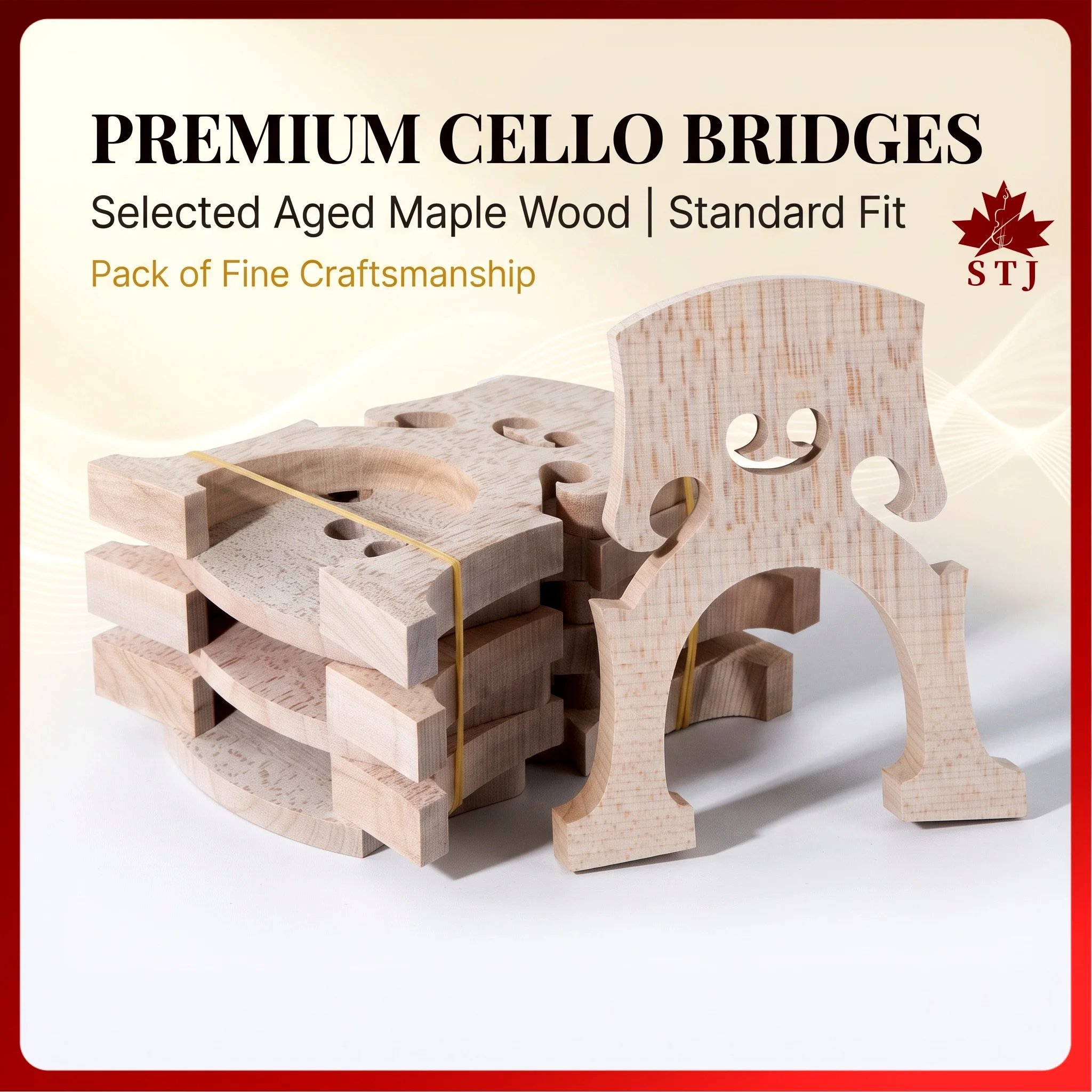 15pcs Maple Wood Belgium Style Cello Bridge French Style Cello Bridges 4/4 3/4 1/2 1/4 Acoustic Cello Bridge Cello Accessories