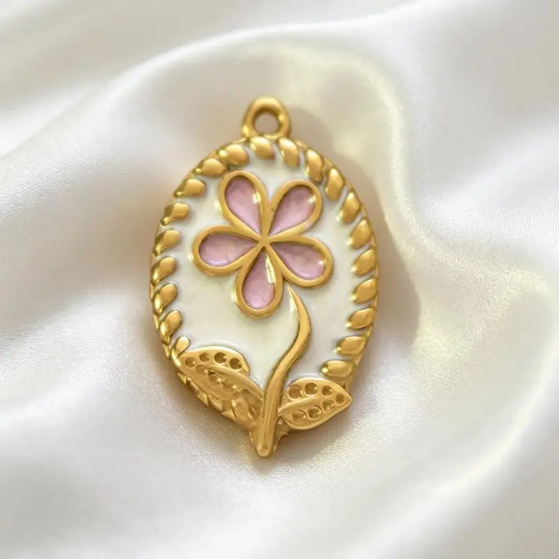 Blumen-Emaille-Anhänger, 5/8 Stück, kleine Größe, für DIY-Arbeiten, zum Basteln von Armbändern, Halsketten, Handybändern und Schmuck. – Detail 10