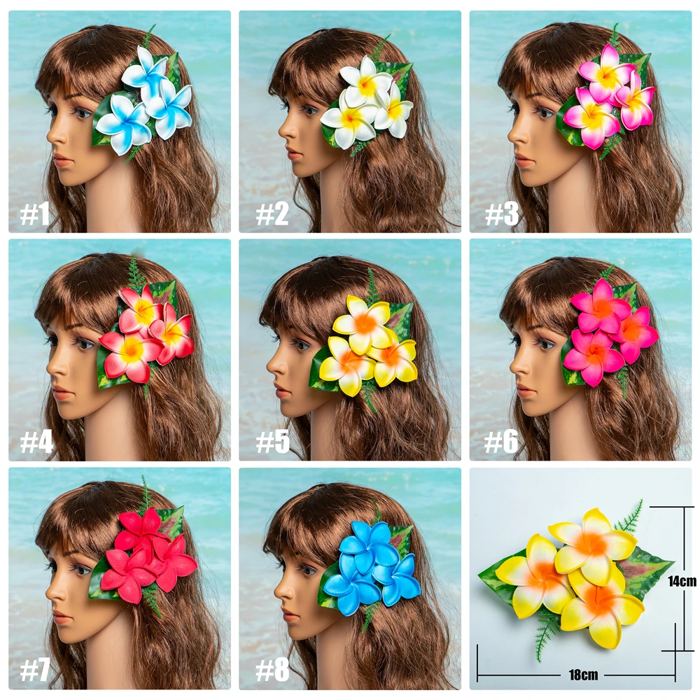 Plumeria Hair Clip Tropical Hair Flower Wedding Headpiece Hawaiian Hula Dance Hair Accessories Luau Party Bridal Fascinator