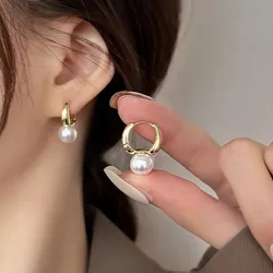 Brincos de Pérola para Mulheres, Luxo Pérola Studs, Cor Dourada, Eardrop, Brinco Minimalista Coreano Dangle, Acessórios para Casamento