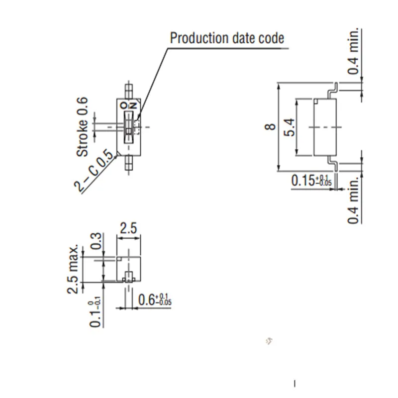 10PCS/LOT CHS-01TB 1P 1.27mm 1-bit dip switch SMD