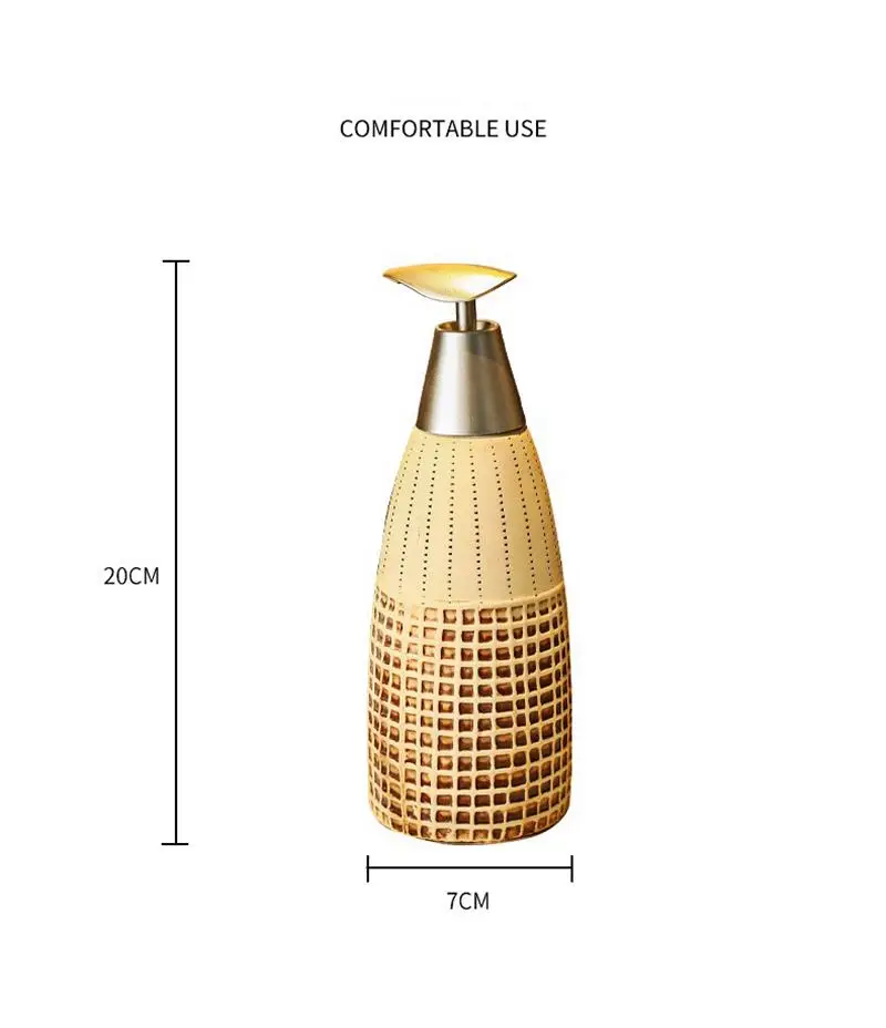 400ml Vintage Ceramic Bathroom Soap Dispenser Bottle Shampoo Shower Gel Bottle Press Type Refillable Empty Lotion Bottles