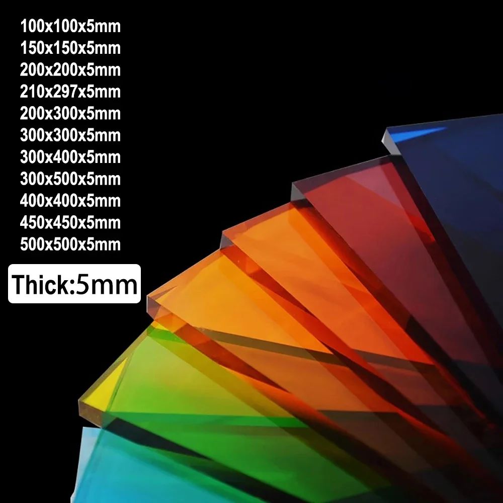 1Pcs Thick 5mm Colored Cast Acrylic Sheet Handmade Material Organic Acrylic Processing Orange Yellow Blue Red Cutting