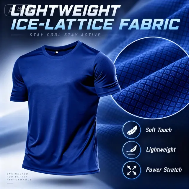 Camiseta de corrida masculina de poliéster de alta qualidade, de secagem rápida, ideal para atividades físicas, treino, exercícios e desporto, leve.