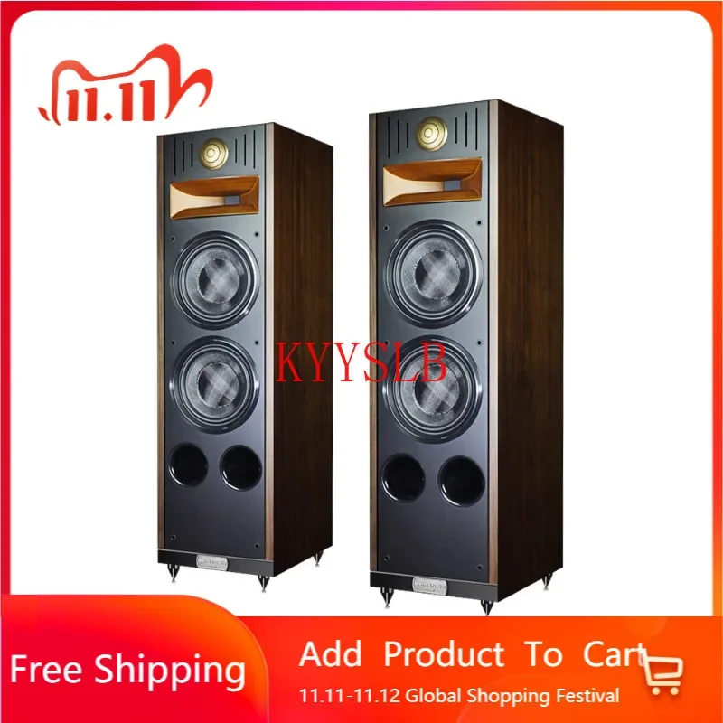 180W Double 8-inch Three-frequency Floor Speaker High Power Passive Speaker High Fidelity Horn Speaker Front Shelf Speaker 8Ohm