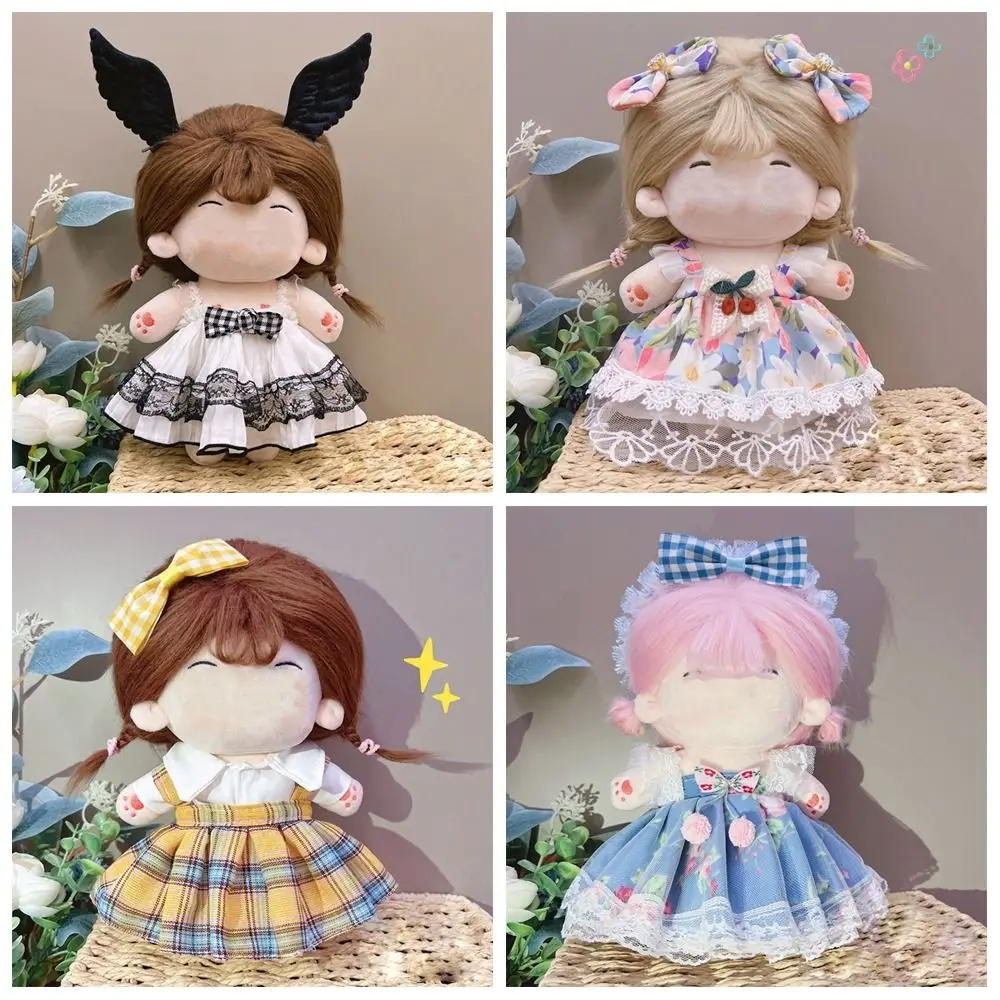 20CM Doll Clothes Multicolor Doll Accessories Miniature Dress Suit Changing Dressing Game Cosplay Headband Princess Dress Set