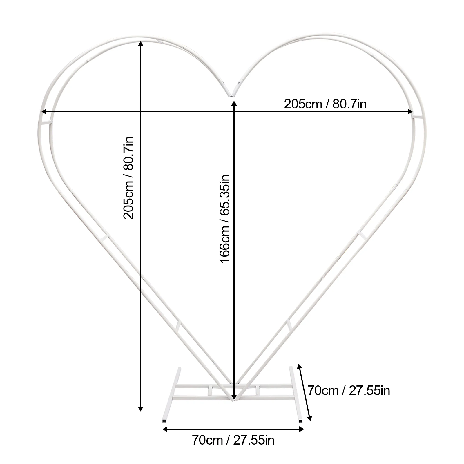 Heart-Shaped Wedding Arch Metal Stand Flowers Balloon Frame Backdrop Decor Rack For Wedding/Party Free Standing White