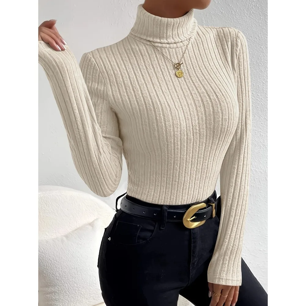 حجم كبير 1XL-5XL المرأة سليم صالح مضلع متماسكة الياقة المدورة محبوك سترة طويلة الأكمام رمادي فاتح أنيقة تنوعا البلوز