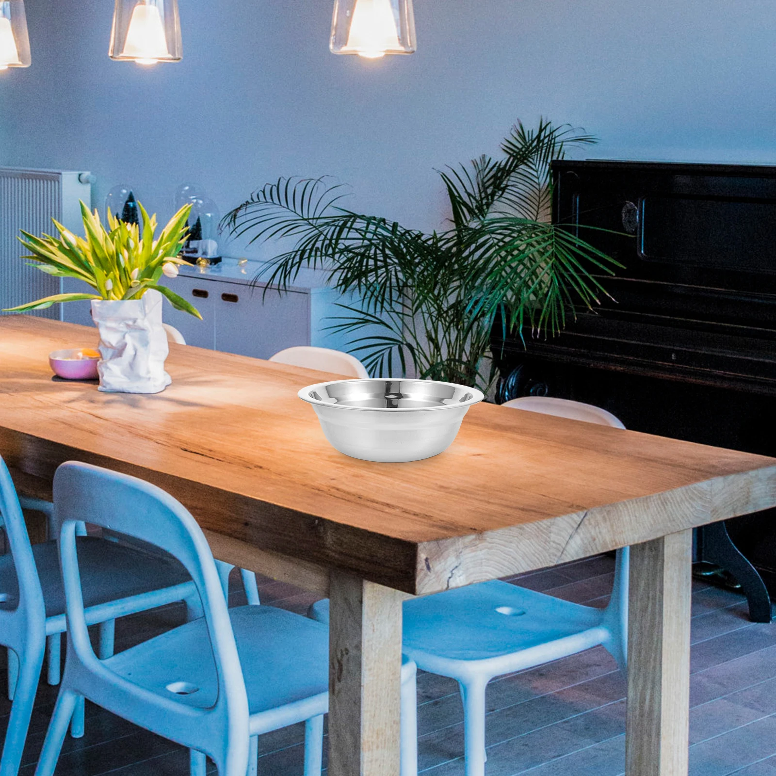 

Stainless Steel Soup Basin Large Deep Round Multipurpose Vegetable Washing Fruit Salad Mixing Bowl Kitchen Accessory