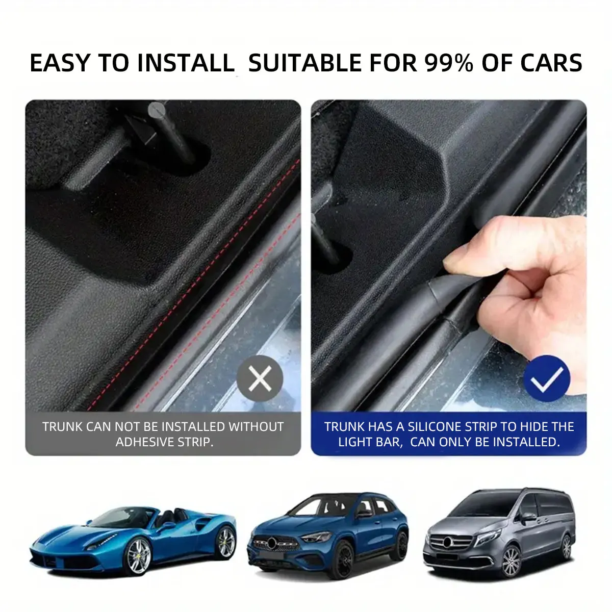 Car Trunk Led Light Strip 400cm Flexible PVC Decorative Light Strip Automatic Induction Atmosphere Lamp Universal for SUV MPV