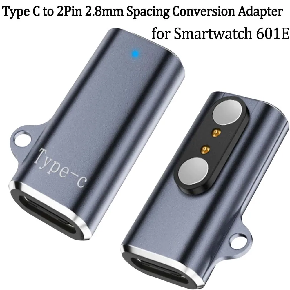 Efficient Spacing Conversion Adapter  USB C to 2-Pin 2.8mm for Smartwatch 601E Aluminum Design with LED Light