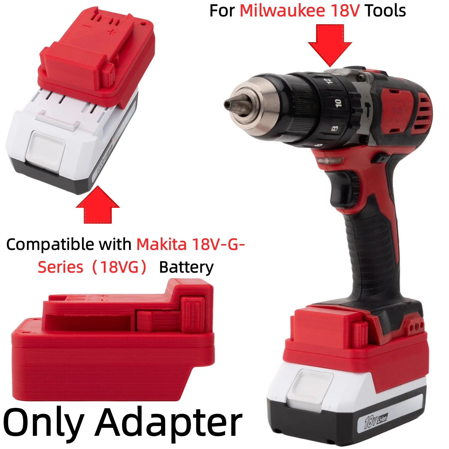 Battery Adapter for Makita 18V-G-Series（18VG） Li-ion Battery To Milwaukee 18V Cordless Tools Drill Impact Wrench(Only Adapter)