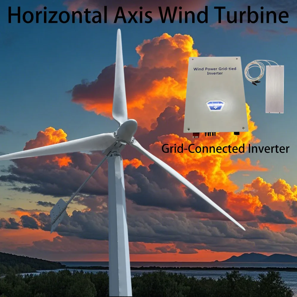 50000W 200000W Wind Turbine Generat Horizortal Turbine Alternative Free Energy Windmill 220V 380V Hybrid Controller for Homeuse