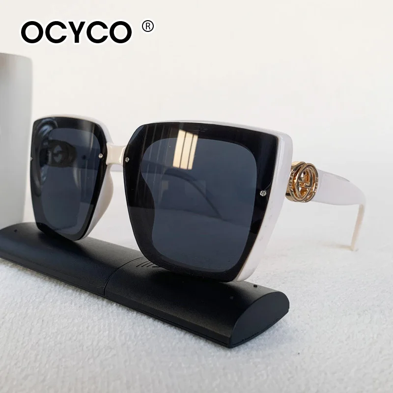 خمر مربع النظارات الشمسية النساء الرجال العلامة التجارية مصمم الأزياء إلكتروني نظارات شمسية UV400 للجنسين إطار كبير نظارات للسفر #5