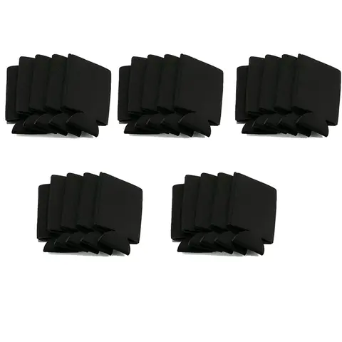 Bulk Can Coolers (25-Pack) Blank Foam Sleeves Plain Soft Insulated Blanks For Soda, Beer, Water Bottles (Black)
