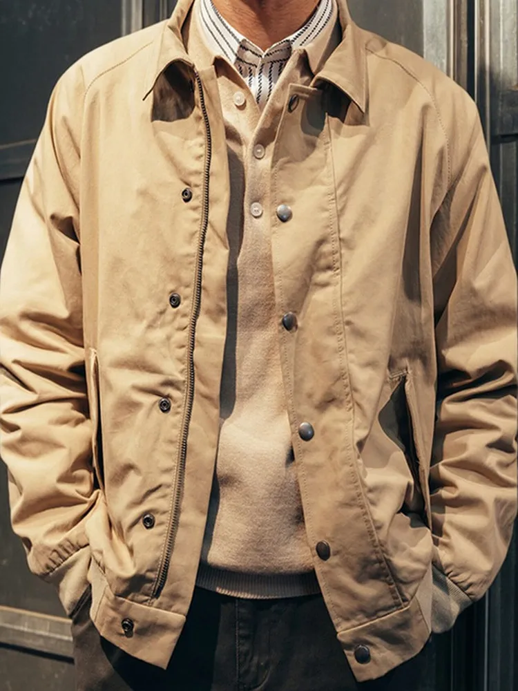 

Мужская повседневная деловая куртка Harrington G9 с винтажным воротником, весенне-осеннее хлопковое пальто с длинными рукавами и карманами для офиса