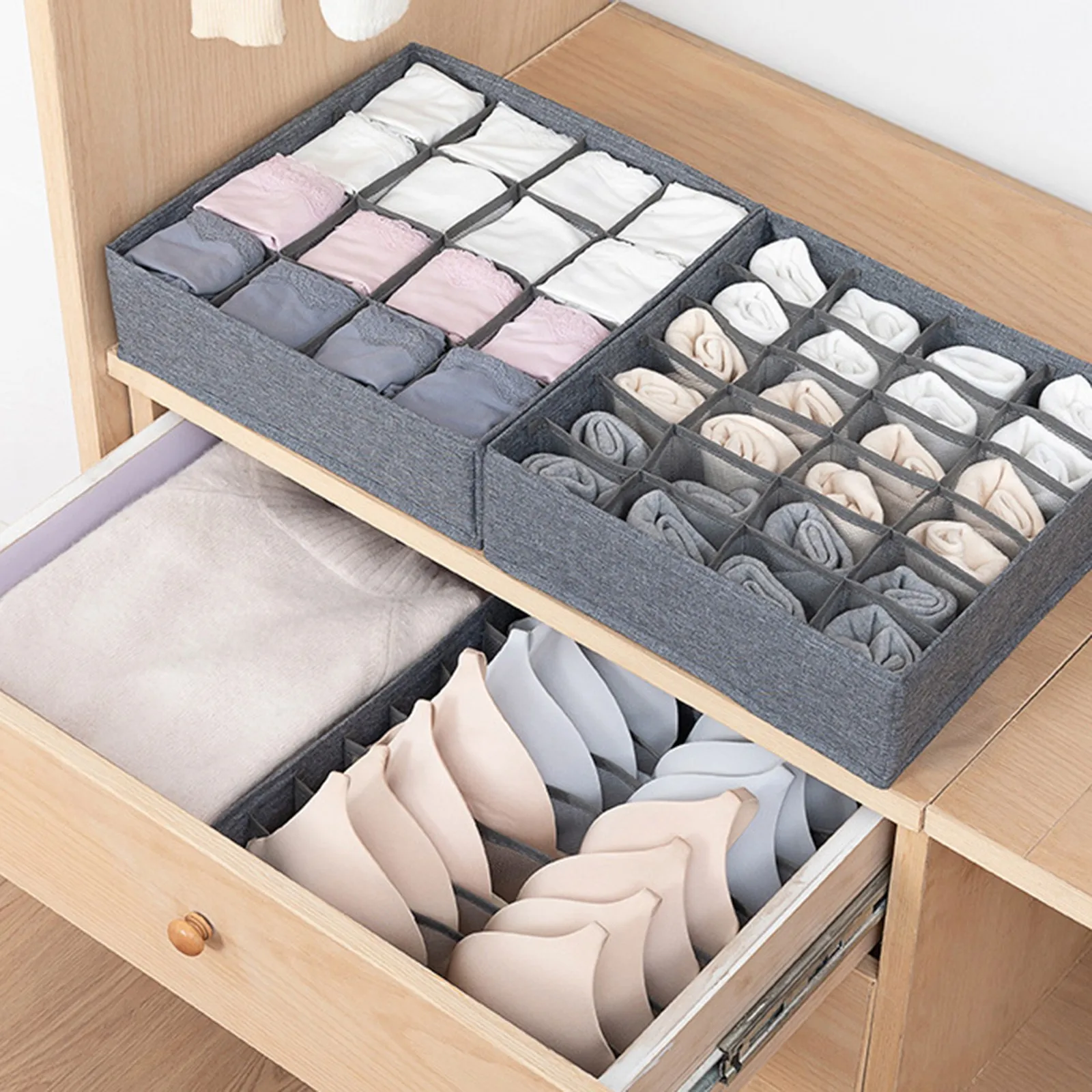 

3PC Underwear Storage Box Multi Function Compartment Sundry Organizer Box Home Closet Socks Lingerie Clothing Storage Box