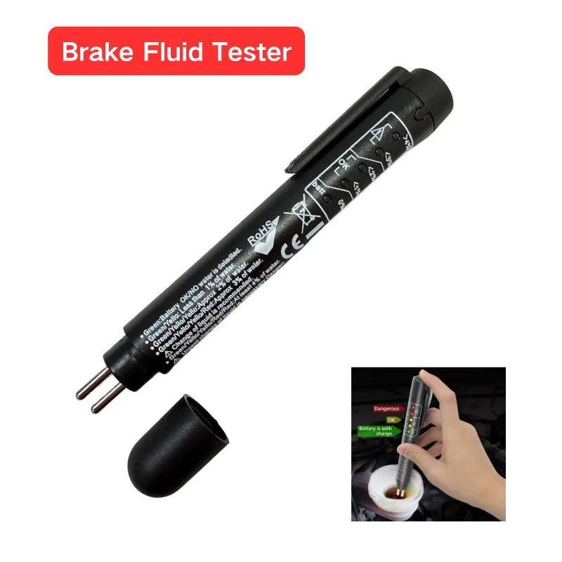 

Тестер тормозной жидкости 2026 (универсальный) для DOT3, DOT4, DOT5.1: детектор влажности, точный инструмент для диагностики качества масла, светодиодный индикатор, для авто