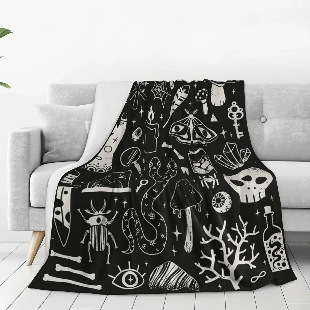 Curiosities Bone Black Blanket Flannel Breathable Throw Blankets Sofa Throw Blanket For Couch Bedding Outdoor Throws Bedspread