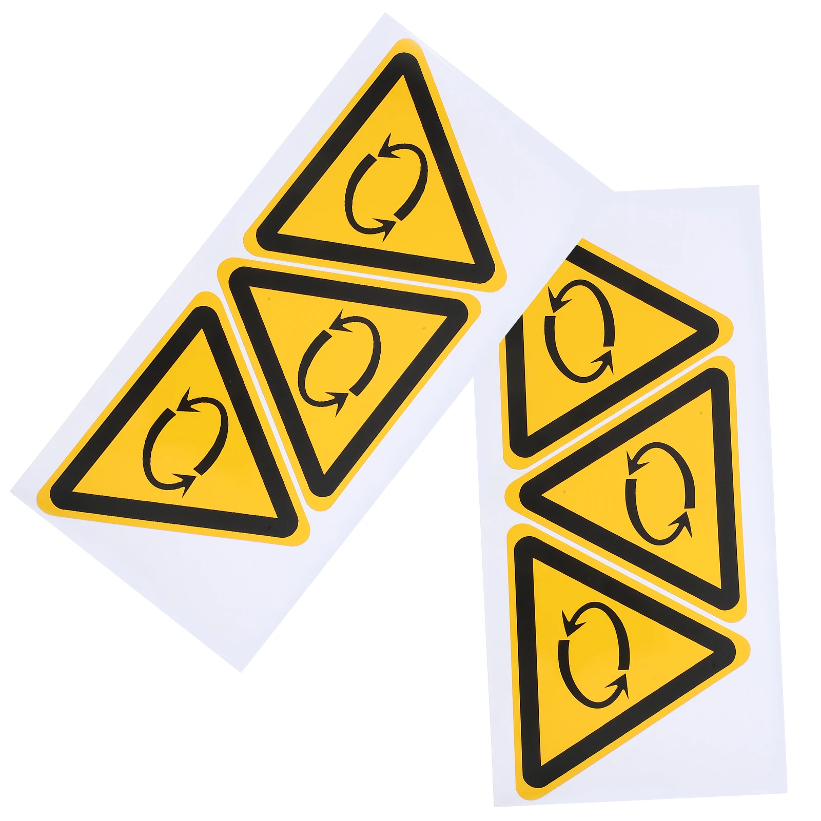 

6pcs Rotating Warning Stickers Safety Sign Decals Adhesive Labels For Machinery Metal Glass Long Distance Visibility