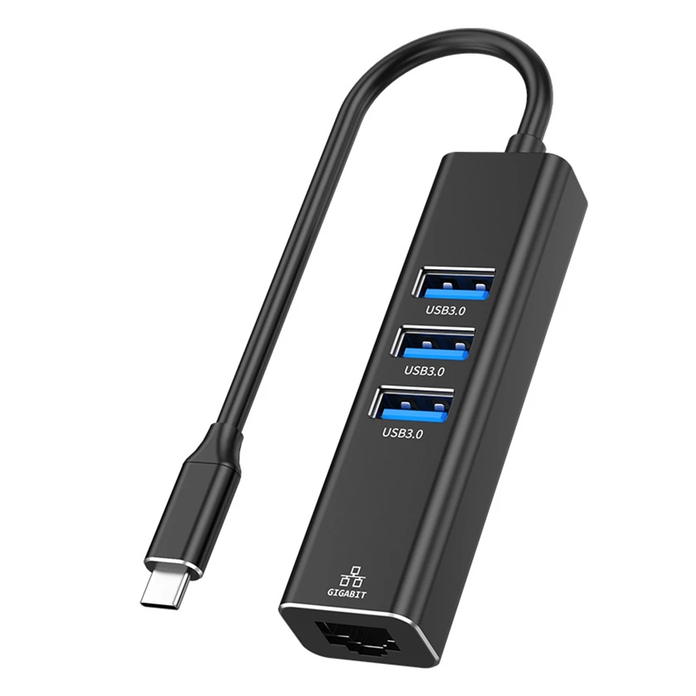 NEW Driver-Free Type-C To 3.0HUB Gigabit Network Hub Mobile Phone Tablet Notebook Desktop To RJ45 Wired Network