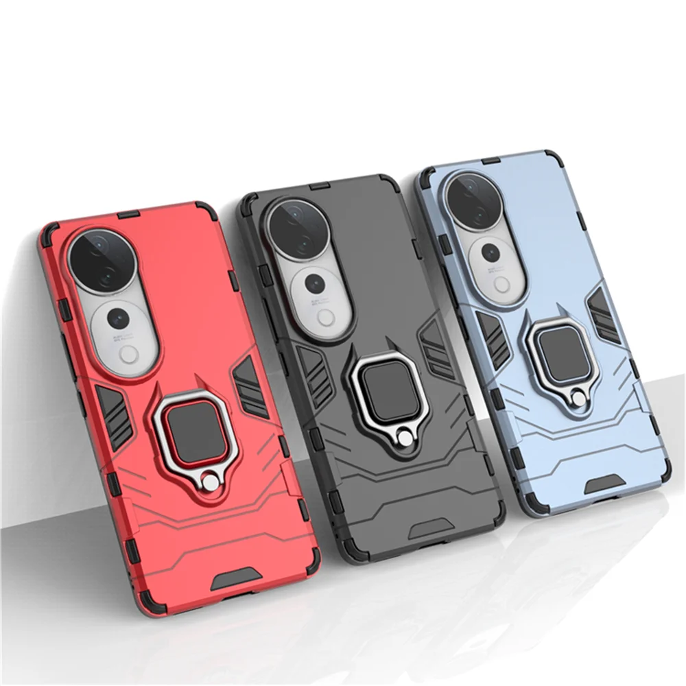 For Vivo V40 5G Case Luxury Ring Back Cover Stand Armor Shockproof Phone Case For Vivo V40 Pro 5G V 40 VivoV40 Phone Cases