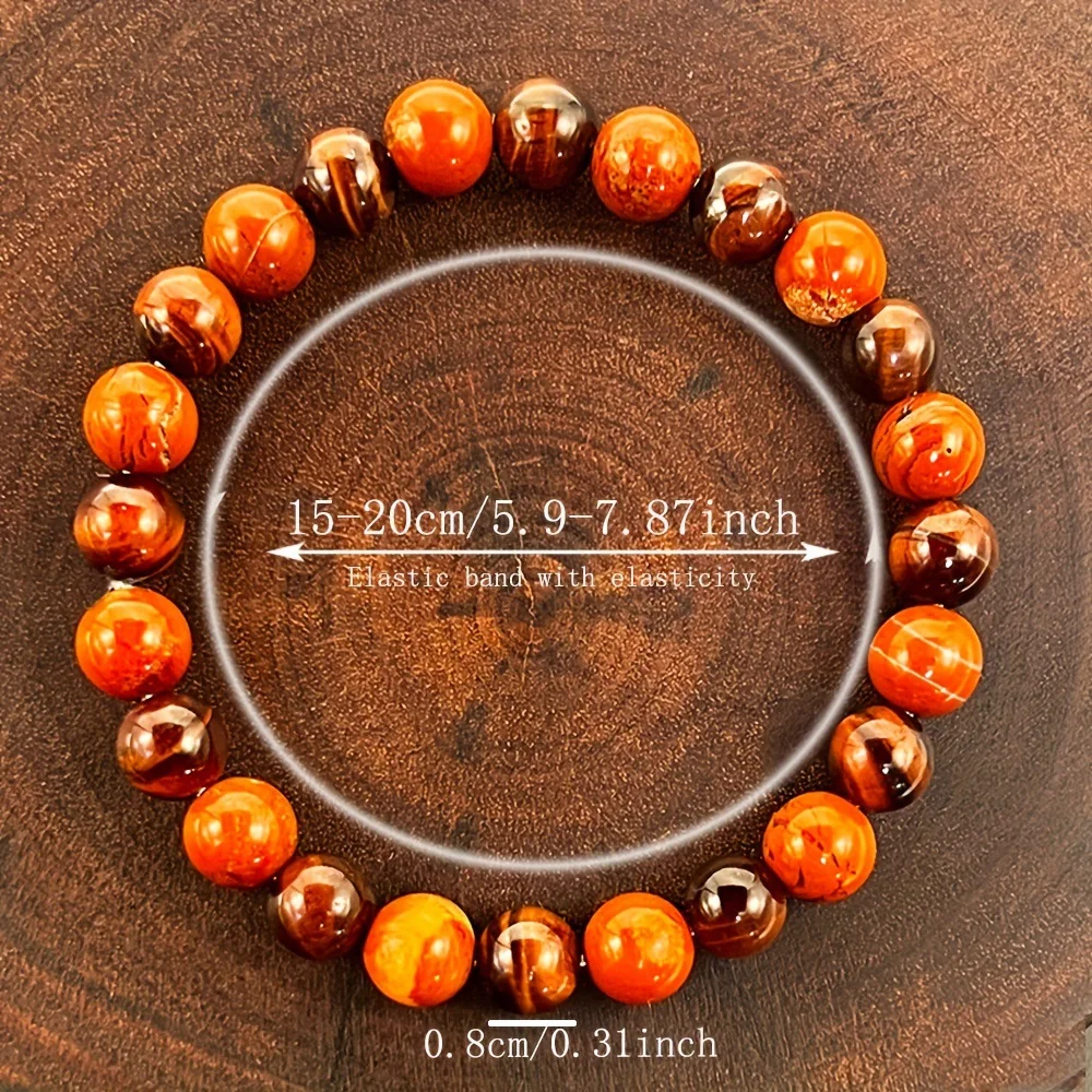 women's passionate and powerful bracelet 8mm red tiger eye and red stone fashionable bracelet suitable for women's daily