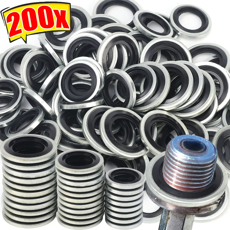 Air Conditioning Seal Washer Replaceable Car Oil Pan Drain Gasket Drainage Bolt Pad Rubber Oil Drain Plug Gasket Assortment Kit