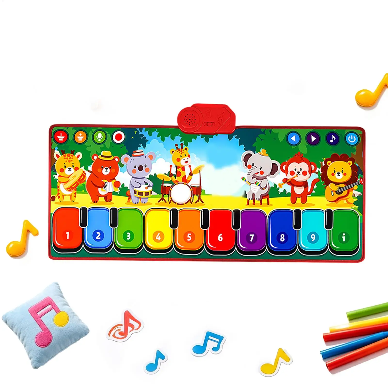Piano Play Mat Sensory Drum Multi-functional Musical Educational Toys Music Play Mat For Stroller Nursery Crib Carseat Playtime