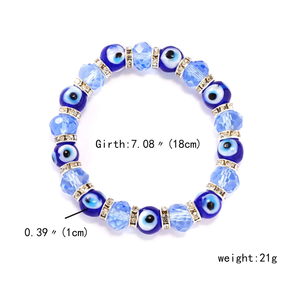 Trendy Simple 10mm Crystal Resin Evil Blue Eyes Beaded Bracelets For Women Men Turkish Lucky Demon Eye Elastic Bangles Jewelry