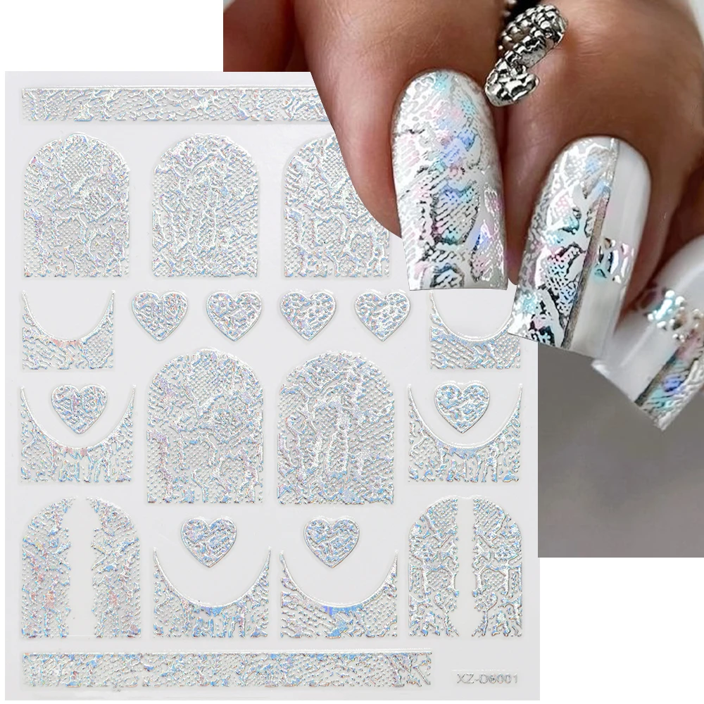 1 pz 3d sexy serpente leopardo stampa adesivi per unghie 6 colori pelle di animale, amore autoadesivo decalcomanie per unghie manicure fai da te decorazione slider