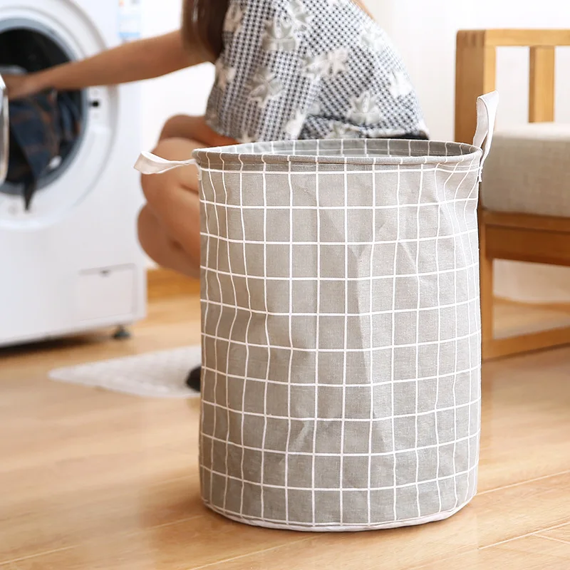 Folding Laundry Hamper-Cotton Dirty Clothes Storage Bag Stylish Collapsible Organizer for Bathroom Home Practical Laundry Basket