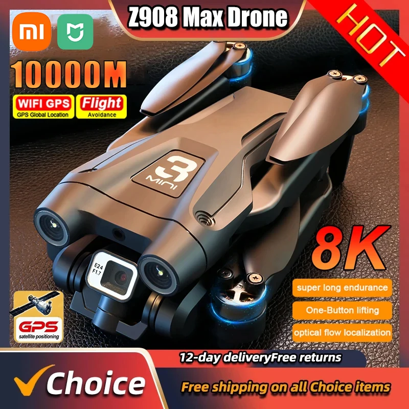 Xiaomi Z908Pro Max Drone Professionele Dual Camera HD 8K Borstelloze Motor GPS FPV Obstakel vermijden Opvouwbare Quadcopter UVA 10000M