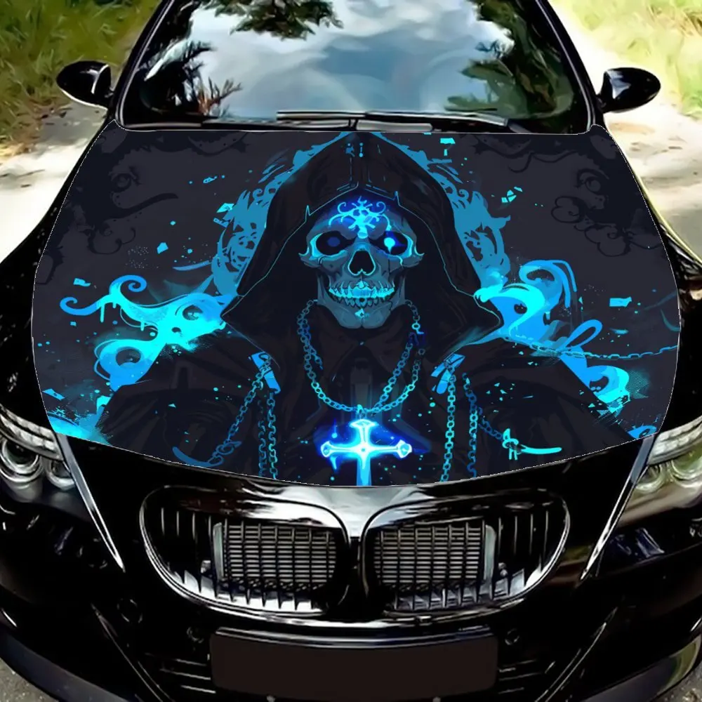 

Череп Night Shadow: Синий свет, блестящий загадочный аксессуар, графика, виниловые обертывания для автомобиля, виниловая графика на капот автомобиля, загадочная пастера
