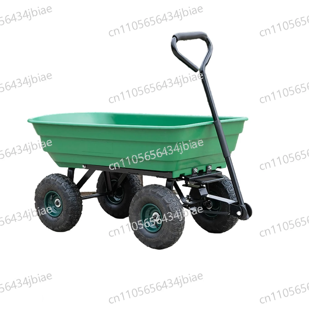 75kg Capacity Garden Cart Heavy Duty Utility Lawn Yard Dump Cart Wagon Carrier with Sturdy Steel Frame Wheelbarrow Garden Cart