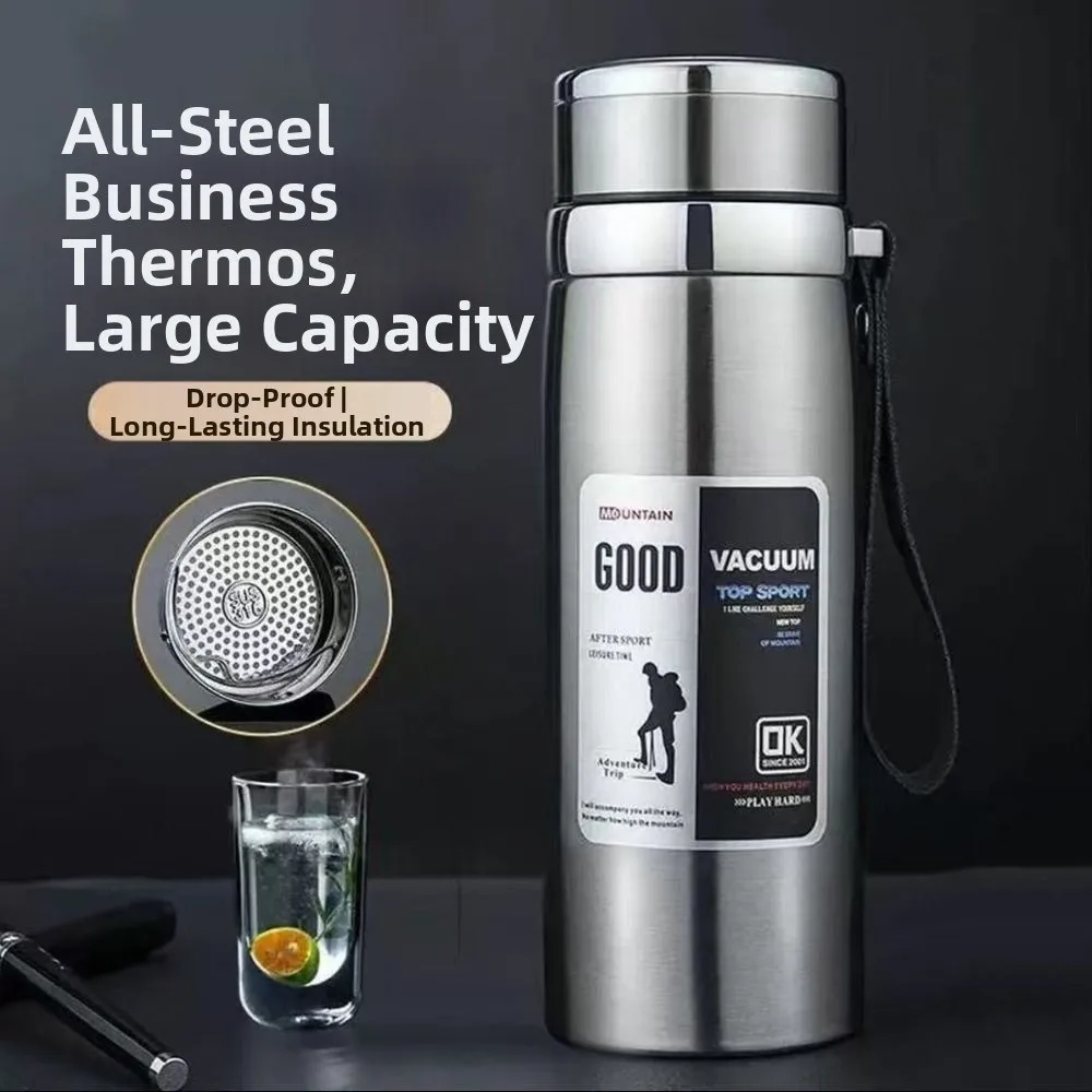 

800/1000ml Sports Thermos Bottle Large Capacity Stainless Steel Insulated Water Bottle Creative with Hanging Rope