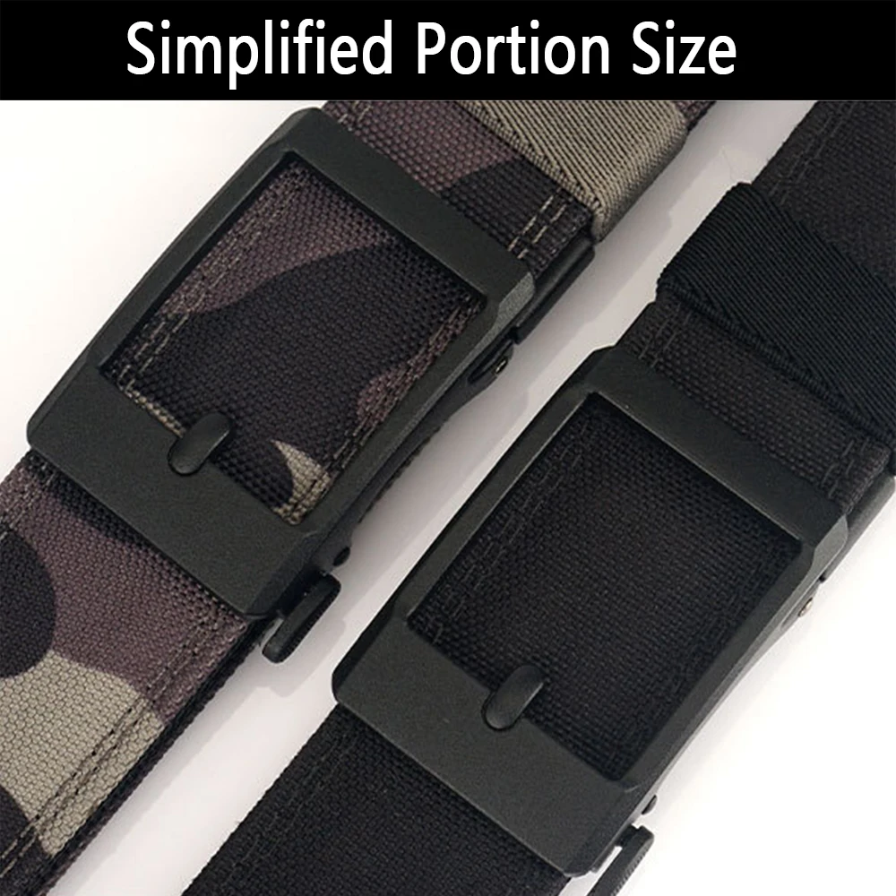 TUSHI New Hard Tactical Belt for Men Metal Automatic Buckle IPSC Gun Belt Nylon Military Belt Outdoor EDC Sports Girdle Male