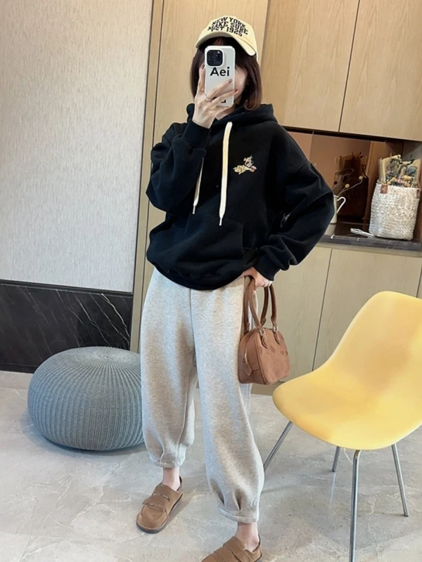 Trendy Fce gevoerde Thi casual afslankende joggingbroek met hoge taille en rechte pijpen voor grote maten dames woon-werkverkeer winterkleding