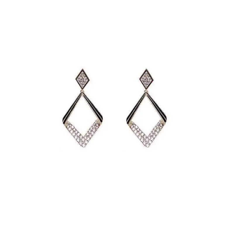 925 Silver Needle Korean Fashion Crystal Rhombus Drop Earrings For Women Jewelry 2026 Trending Luxury Geometric Earrings O20