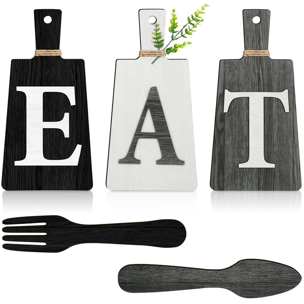 Cutting Board Eat Sign Set Hanging Art Kitchen Eat Sign Fork and Spoon Wall and Kitchen Decor,B