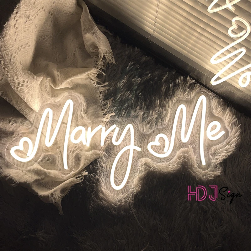 Marry Me Neon Sign Lights Wedding Decoration Neon Lights LED Sign Proposal Engagement Neon LED Lights USB Wall Decor Love Sign