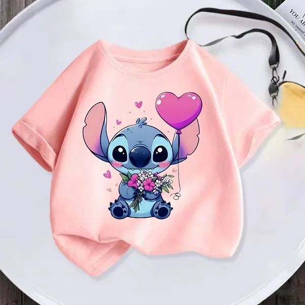 Kawaii Lilo Stitch Cartoon T Shirt Children Kids Stitch Cute Manga T-shirt Y2k Graphic Tshirt Girl Boy Top Tees Lilo and Stitch