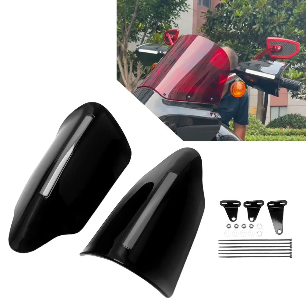 Motorcycle Black Front Hand Guard With LED Light 1 Pair PC Plastic For Harley Softail Street Bob FXBB 2018 2019 2020 2025 2026