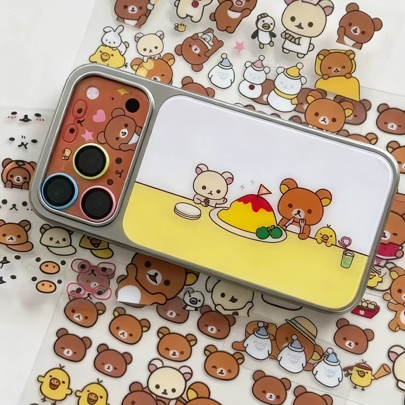 Coreano INS Alla Moda Del Fumetto Sveglio R-Rilakkuma Goccia Colla Cassa Del Telefono Per iPhone17 Promax Air 16 15 14 13 12 11 Pro Max Plus Y2k Copertura