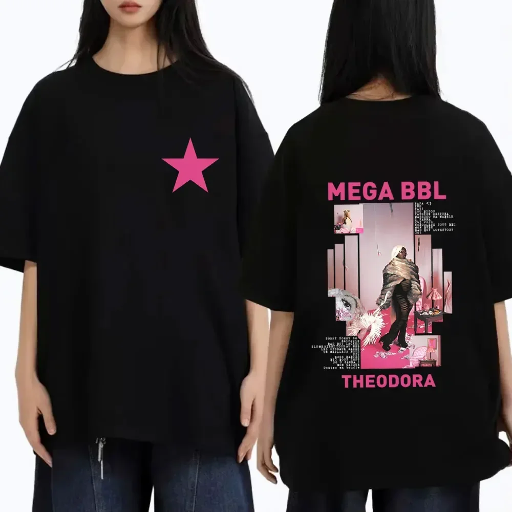 Customization Shirt Rapper Theodora Mega Bbl Album Graphic T-shirt Men Women Hip Hop Fashion Pop Music Streetwear Male Casual Vi
