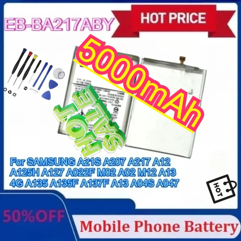

Upgraded EB-BA217ABY 5000mAh Mobile Phone Batteries for SAMSUNG A21S A207 A12 A125H A127 A022F M02 A02 M12 A13 4G A135